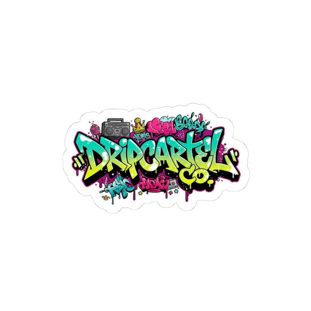 Graffiti Logo Kiss-Cut Sticker — Colorful Drip Cartel Co. Laptop Decal